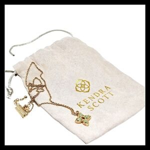 Kendra Scott Chalcedony Necklace Tavi Flower Green Gold Tone